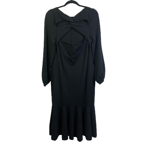 J. CREW Black Twist Back Tiered Ruffle Midi‎ Dress - Picture 7 of 9